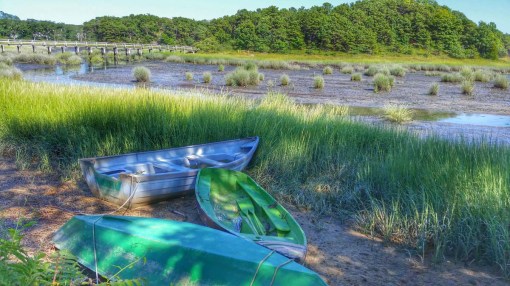 boats, bridge and salt marsh